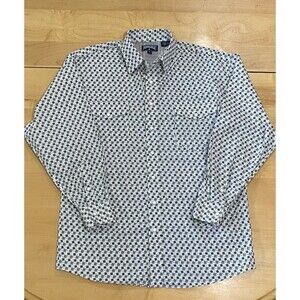 Panhandle Vintage Slim Blue White Pearl Snap Western Shirt MENS SZ M